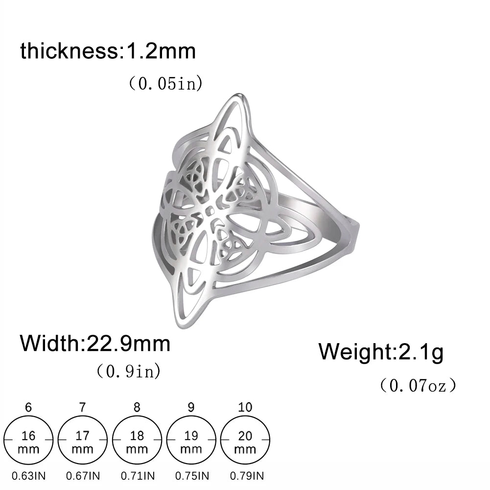 LIKGREAT bague noeud de sorcière pour femmes hommes creux en acier inoxydable bagues celtique Vintage amulette Protection Couple bijoux cadeaux
