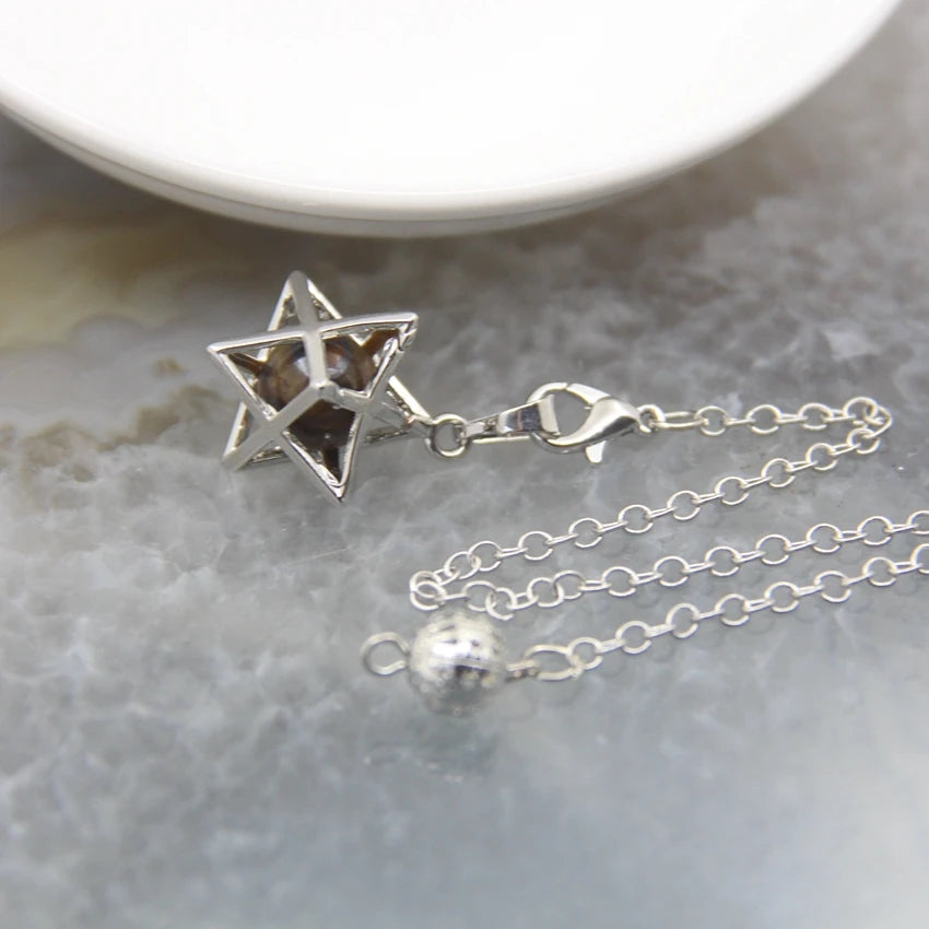 Merkaba-Pendentif en Pierre Naturelle pour Homme et Femme, Pendule en Clip Blanc, Howlite, Hématite, Hexagramme, Colliers de la raq, Bijoux de Cheminée