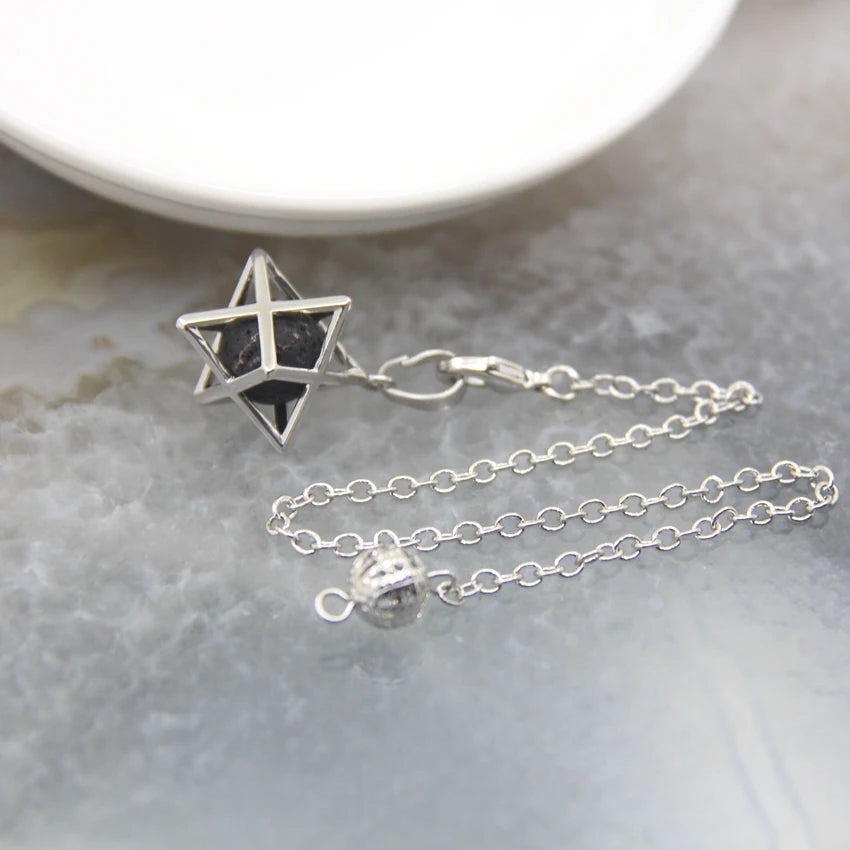 Merkaba-Pendentif en Pierre Naturelle pour Homme et Femme, Pendule en Clip Blanc, Howlite, Hématite, Hexagramme, Colliers de la raq, Bijoux de Cheminée