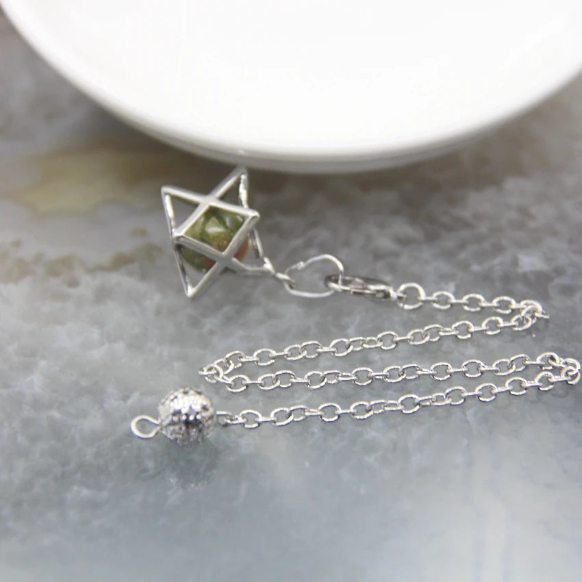 Merkaba-Pendentif en Pierre Naturelle pour Homme et Femme, Pendule en Clip Blanc, Howlite, Hématite, Hexagramme, Colliers de la raq, Bijoux de Cheminée