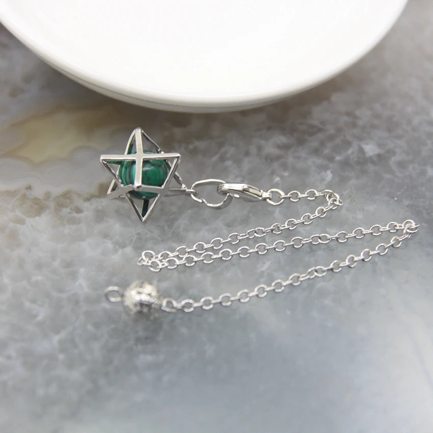 Merkaba-Pendentif en Pierre Naturelle pour Homme et Femme, Pendule en Clip Blanc, Howlite, Hématite, Hexagramme, Colliers de la raq, Bijoux de Cheminée