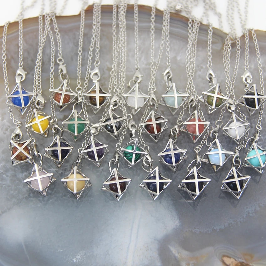 Merkaba-Pendentif en Pierre Naturelle pour Homme et Femme, Pendule en Clip Blanc, Howlite, Hématite, Hexagramme, Colliers de la raq, Bijoux de Cheminée