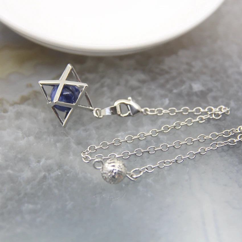 Merkaba-Pendentif en Pierre Naturelle pour Homme et Femme, Pendule en Clip Blanc, Howlite, Hématite, Hexagramme, Colliers de la raq, Bijoux de Cheminée