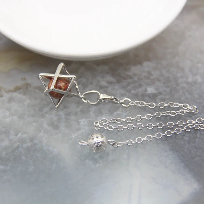 Merkaba-Pendentif en Pierre Naturelle pour Homme et Femme, Pendule en Clip Blanc, Howlite, Hématite, Hexagramme, Colliers de la raq, Bijoux de Cheminée