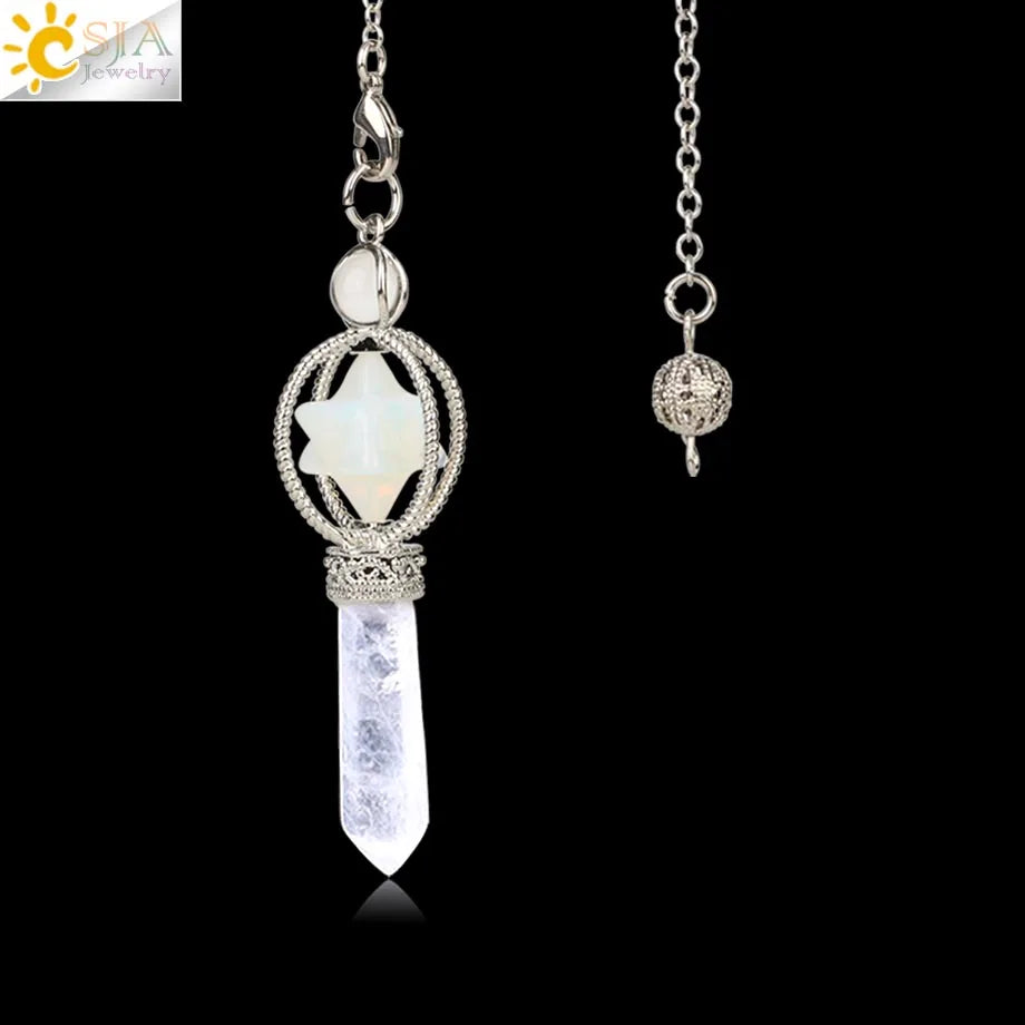 CSJA Merkaba – Balancier de Radiesthésie en Quartz, Pendule de Guérison en Pierre Naturelle, Cristal, Reiki, pendule divination , pendule radiesthésie , pendule pierre naturelle , amethyste pendules divinatoire F770