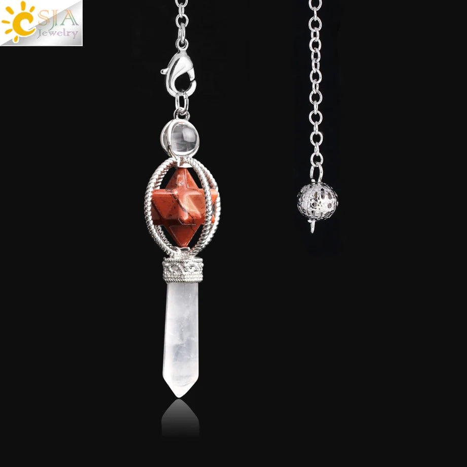 CSJA Merkaba – Balancier de Radiesthésie en Quartz, Pendule de Guérison en Pierre Naturelle, Cristal, Reiki, pendule divination , pendule radiesthésie , pendule pierre naturelle , amethyste pendules divinatoire F770