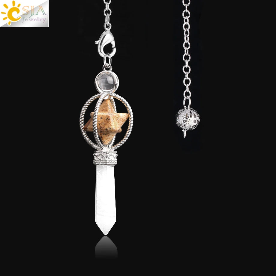 CSJA Merkaba – Balancier de Radiesthésie en Quartz, Pendule de Guérison en Pierre Naturelle, Cristal, Reiki, pendule divination , pendule radiesthésie , pendule pierre naturelle , amethyste pendules divinatoire F770