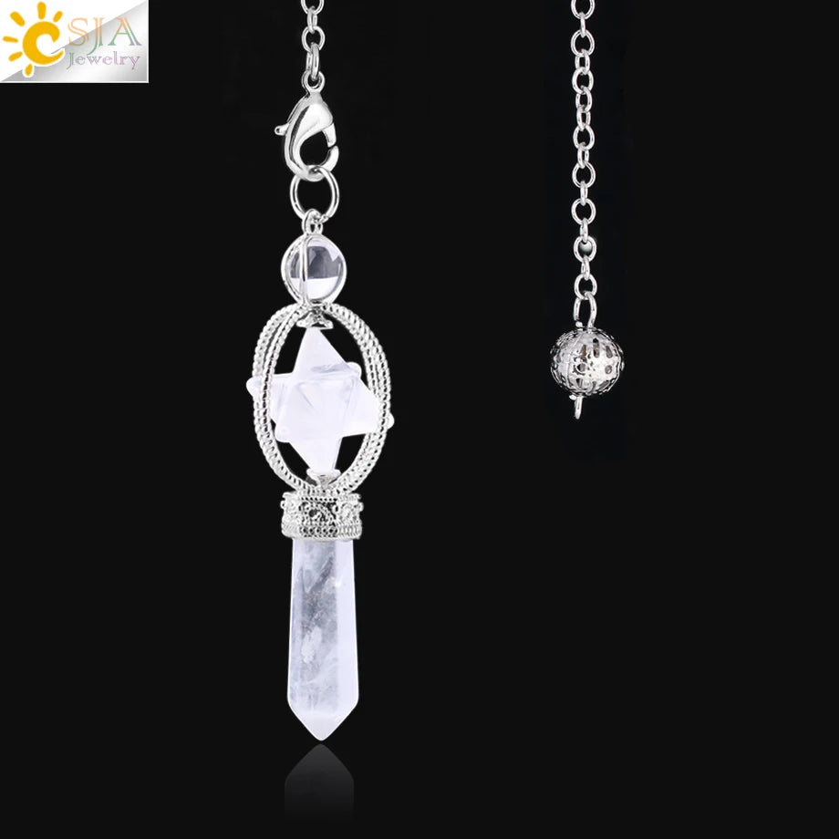CSJA Merkaba – Balancier de Radiesthésie en Quartz, Pendule de Guérison en Pierre Naturelle, Cristal, Reiki, pendule divination , pendule radiesthésie , pendule pierre naturelle , amethyste pendules divinatoire F770