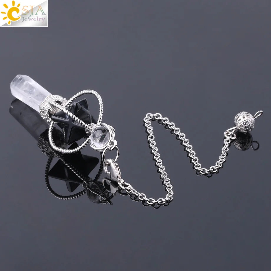 CSJA Merkaba – Balancier de Radiesthésie en Quartz, Pendule de Guérison en Pierre Naturelle, Cristal, Reiki, pendule divination , pendule radiesthésie , pendule pierre naturelle , amethyste pendules divinatoire F770