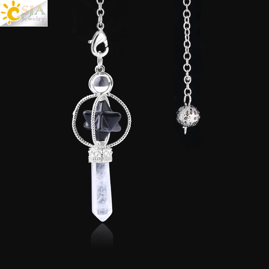 CSJA Merkaba – Balancier de Radiesthésie en Quartz, Pendule de Guérison en Pierre Naturelle, Cristal, Reiki, pendule divination , pendule radiesthésie , pendule pierre naturelle , amethyste pendules divinatoire F770