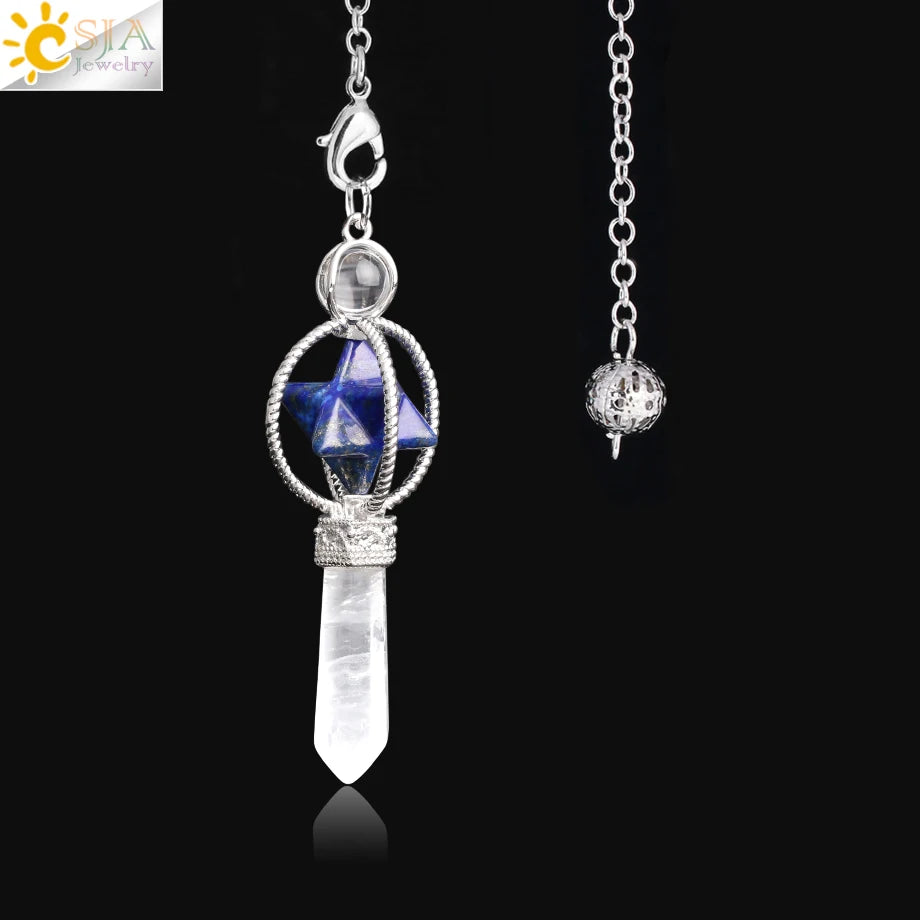 CSJA Merkaba – Balancier de Radiesthésie en Quartz, Pendule de Guérison en Pierre Naturelle, Cristal, Reiki, pendule divination , pendule radiesthésie , pendule pierre naturelle , amethyste pendules divinatoire F770