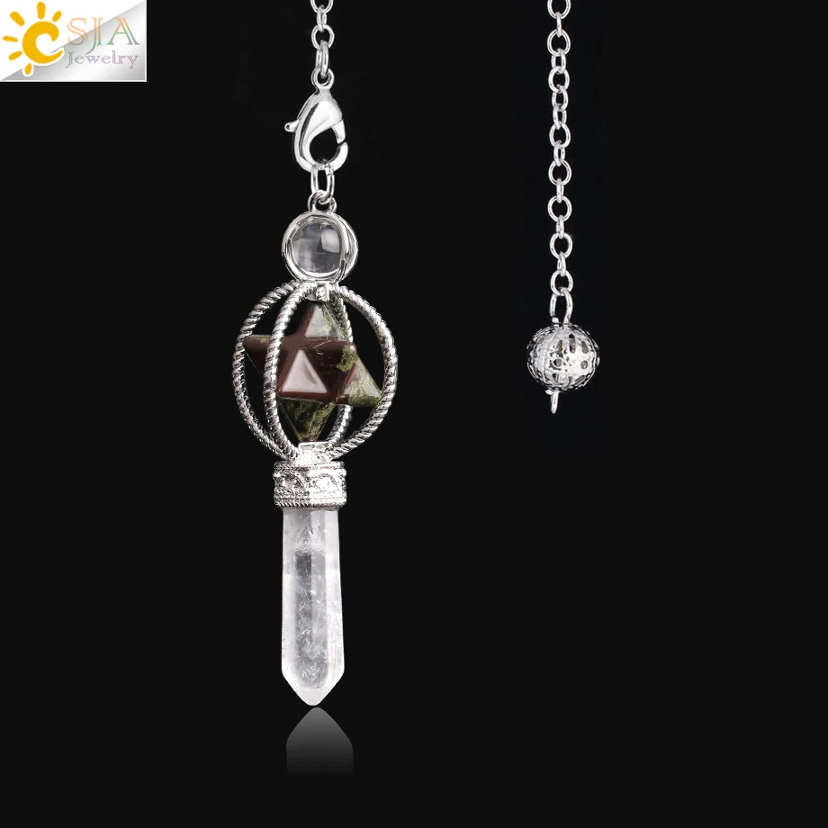 CSJA Merkaba – Balancier de Radiesthésie en Quartz, Pendule de Guérison en Pierre Naturelle, Cristal, Reiki, pendule divination , pendule radiesthésie , pendule pierre naturelle , amethyste pendules divinatoire F770