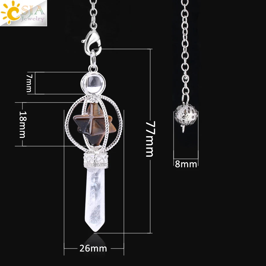 CSJA Merkaba – Balancier de Radiesthésie en Quartz, Pendule de Guérison en Pierre Naturelle, Cristal, Reiki, pendule divination , pendule radiesthésie , pendule pierre naturelle , amethyste pendules divinatoire F770