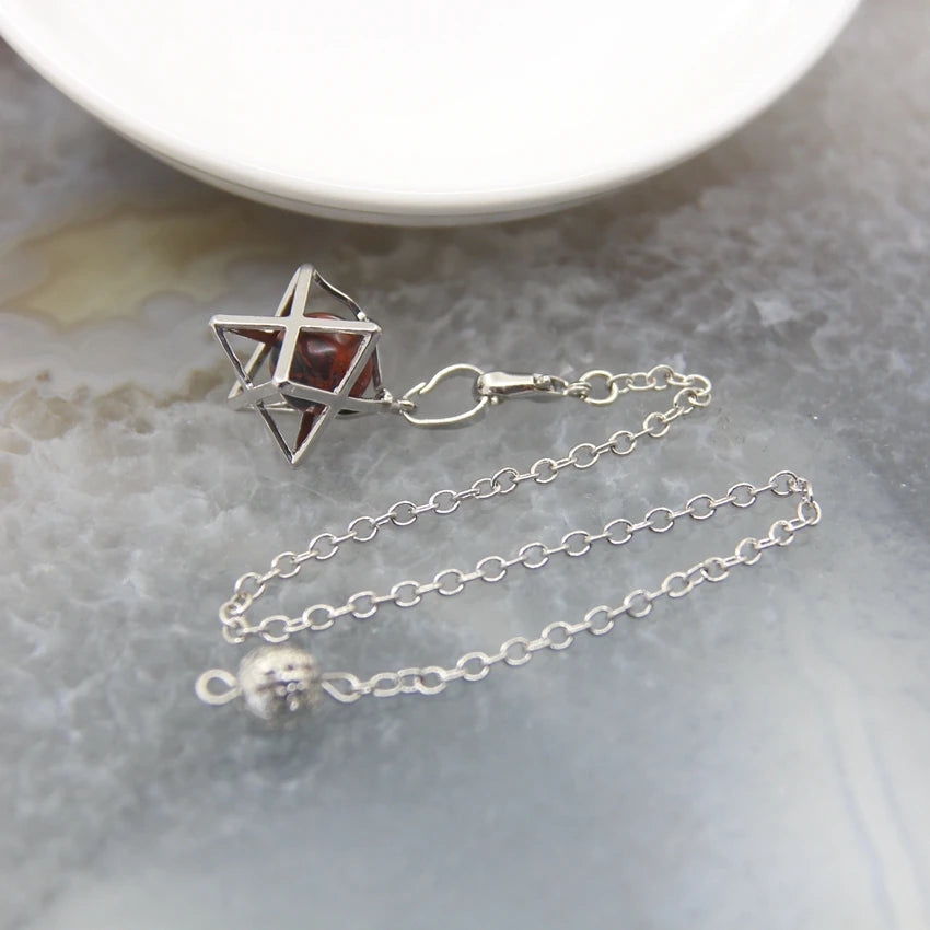 Merkaba-Pendentif en Pierre Naturelle pour Homme et Femme, Pendule en Clip Blanc, Howlite, Hématite, Hexagramme, Colliers de la raq, Bijoux de Cheminée