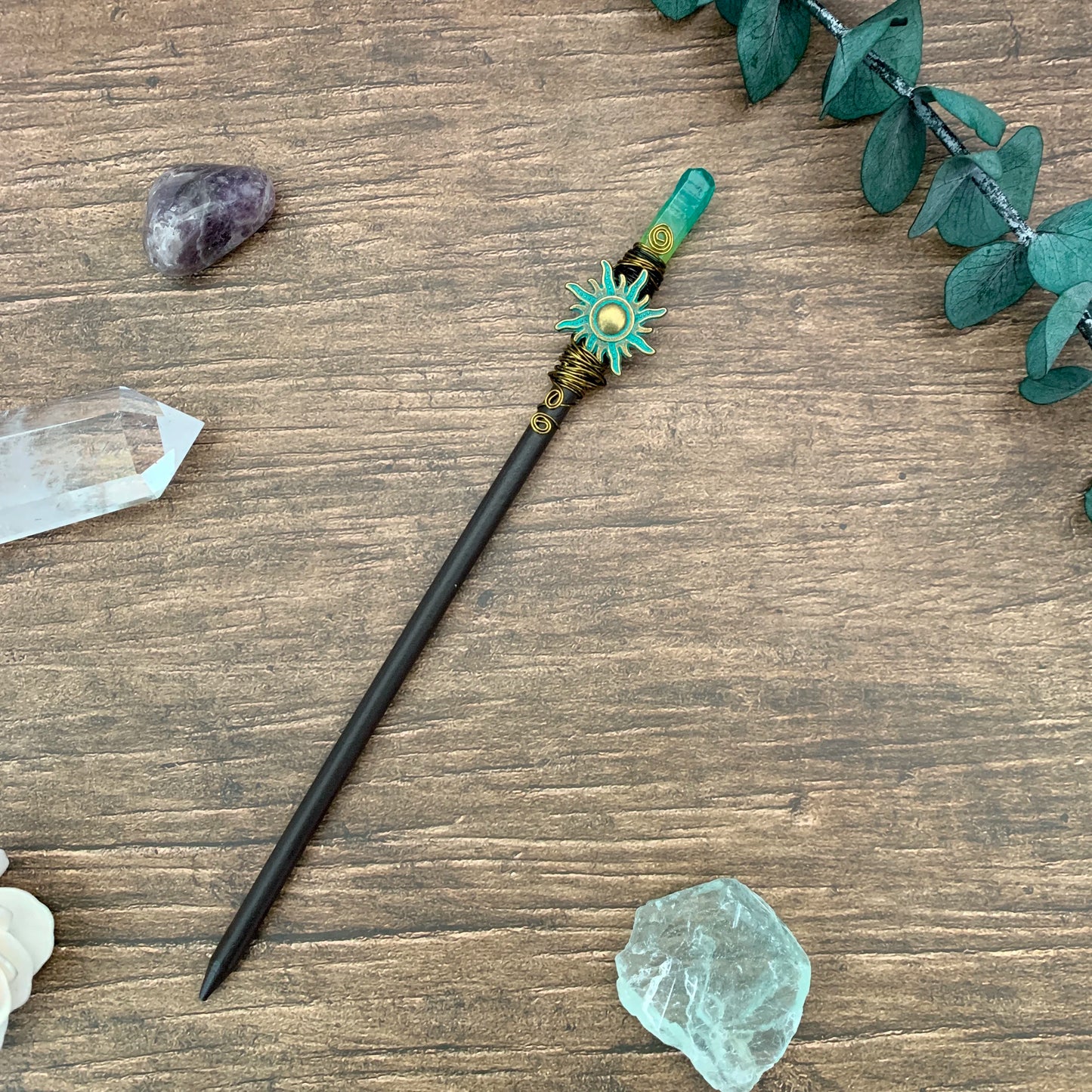 Baguette magique de sorcière vintage faite à la main, épingle à cheveux en cristal, branche de sorcière, Jeanne de périphérie, anciers de cheveux, patients Wiccan, cadeaux de mariage