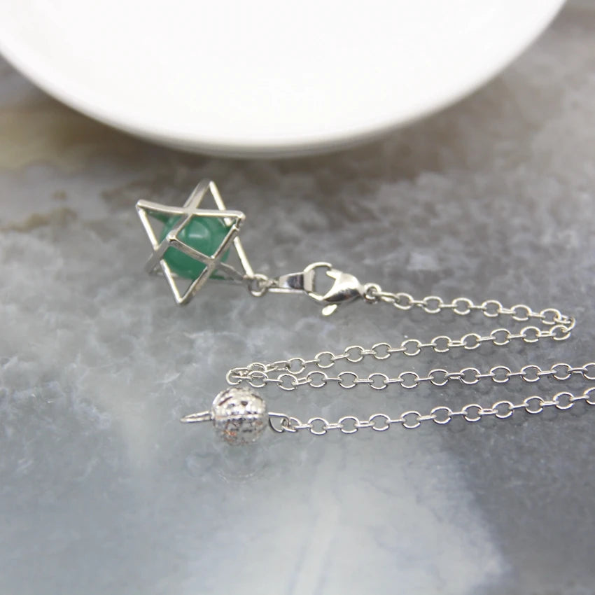 Merkaba-Pendentif en Pierre Naturelle pour Homme et Femme, Pendule en Clip Blanc, Howlite, Hématite, Hexagramme, Colliers de la raq, Bijoux de Cheminée