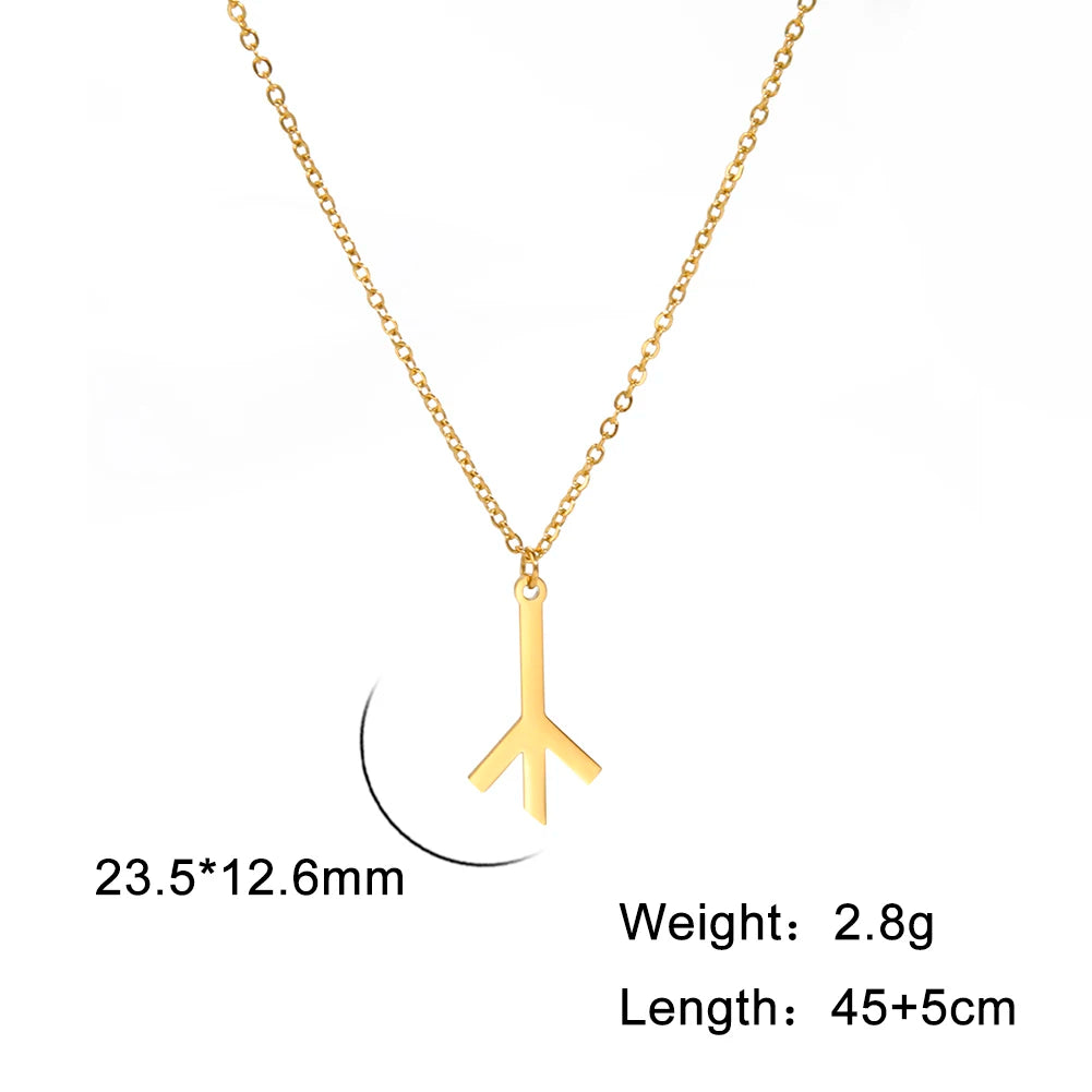 LIKGREAT Algiz Rune pendentif collier amulette nordique amitié païenne et Protection Talisman bijoux en acier inoxydable
