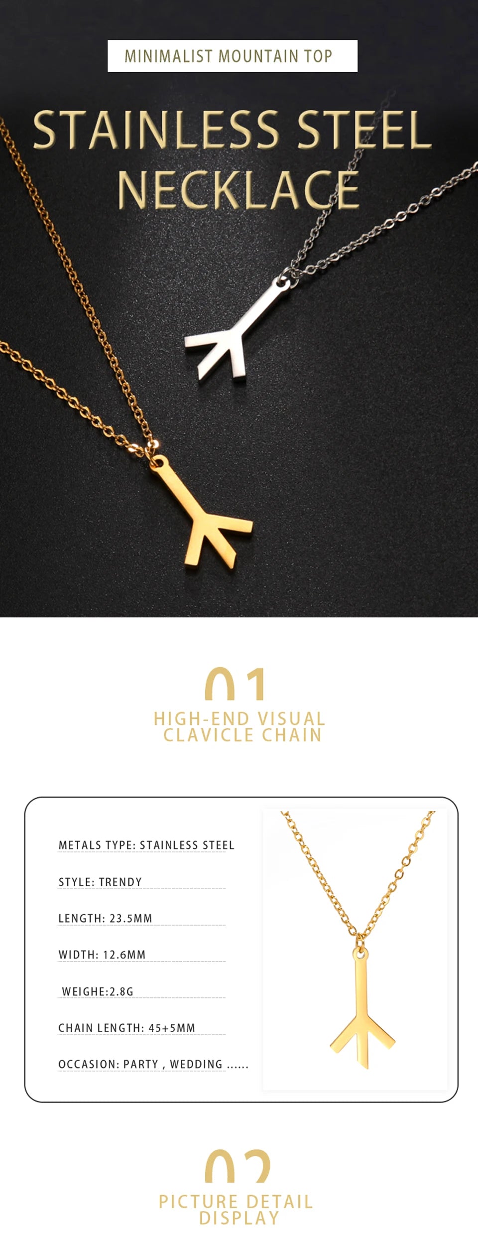 LIKGREAT Algiz Rune pendentif collier amulette nordique amitié païenne et Protection Talisman bijoux en acier inoxydable