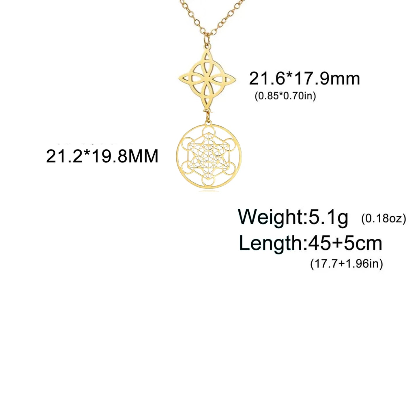 Skyrim Metatron Cube Collier pendentif noeud de sorcière Double amulette Protection Colliers en acier inoxydable Bijoux de sorcellerie vintage