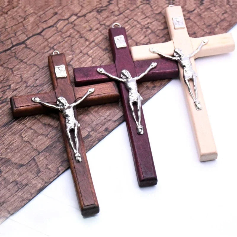 Statue de Christ en bois faite à la main, 1 pièce, pendentif de prière religieuse
