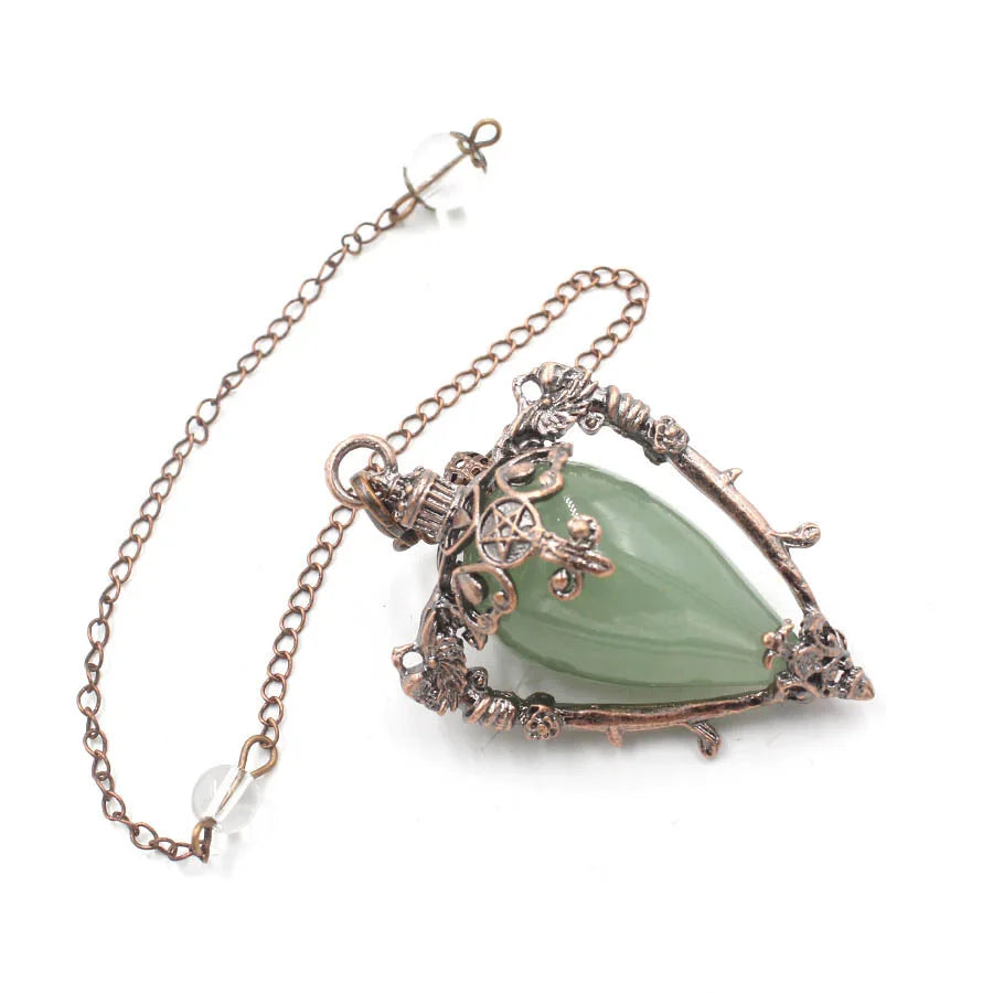 pendule spirituel veritable en cristal de quartz rose obsidienne, grand pendentif , ystes d'atterrissage, pendule radiesthésie pierre naturelle précieuses pendules divinatoire en pierres spiritualité X202