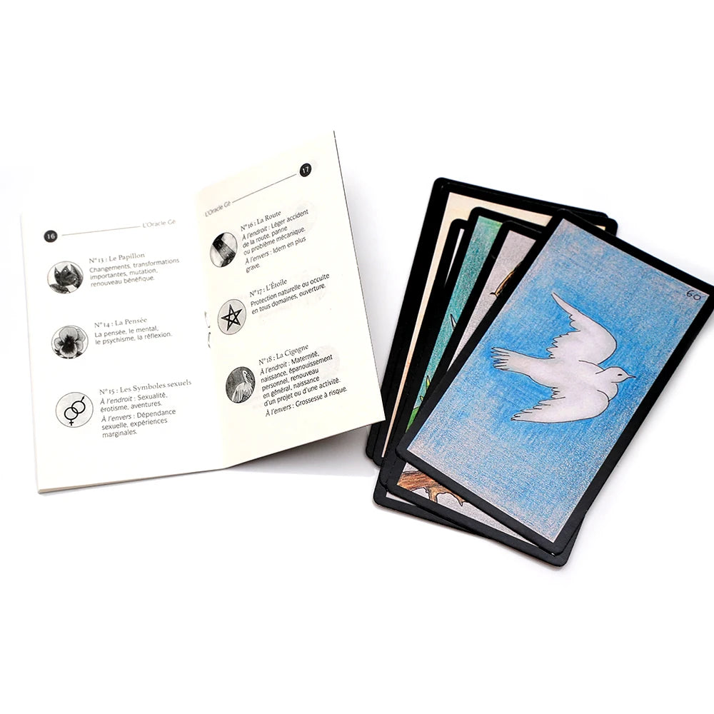 L'Oracle Gé - 61 lames & la notice Cartes de tarot françaises Oracle divin Ce jeu divinatoire au graphisme simple et éloquent constitue The Gé Oracle