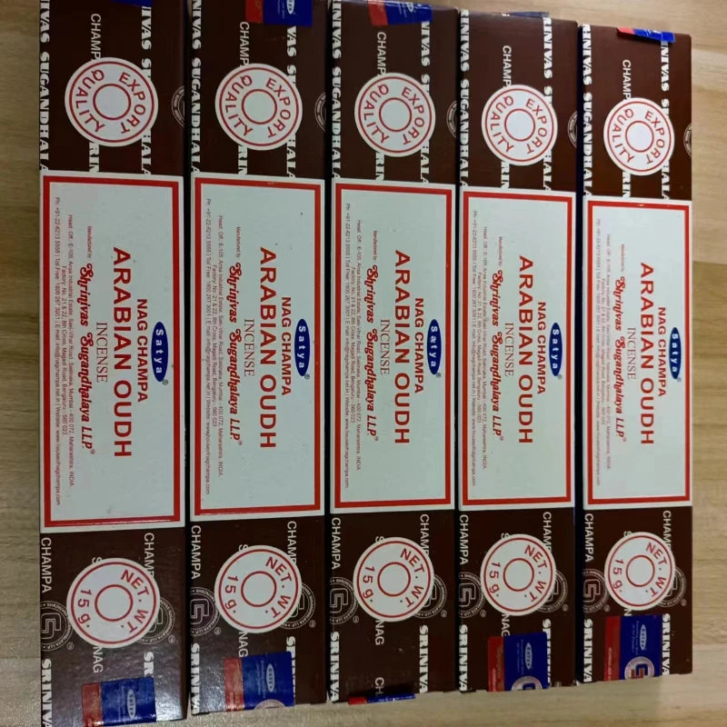 5 boîtes NAG Champa Incienso Satya Collection d'encens Satya bâtons faits à la main avec saveurs arômes médicinaux rafraîchissants parfums pour la maison