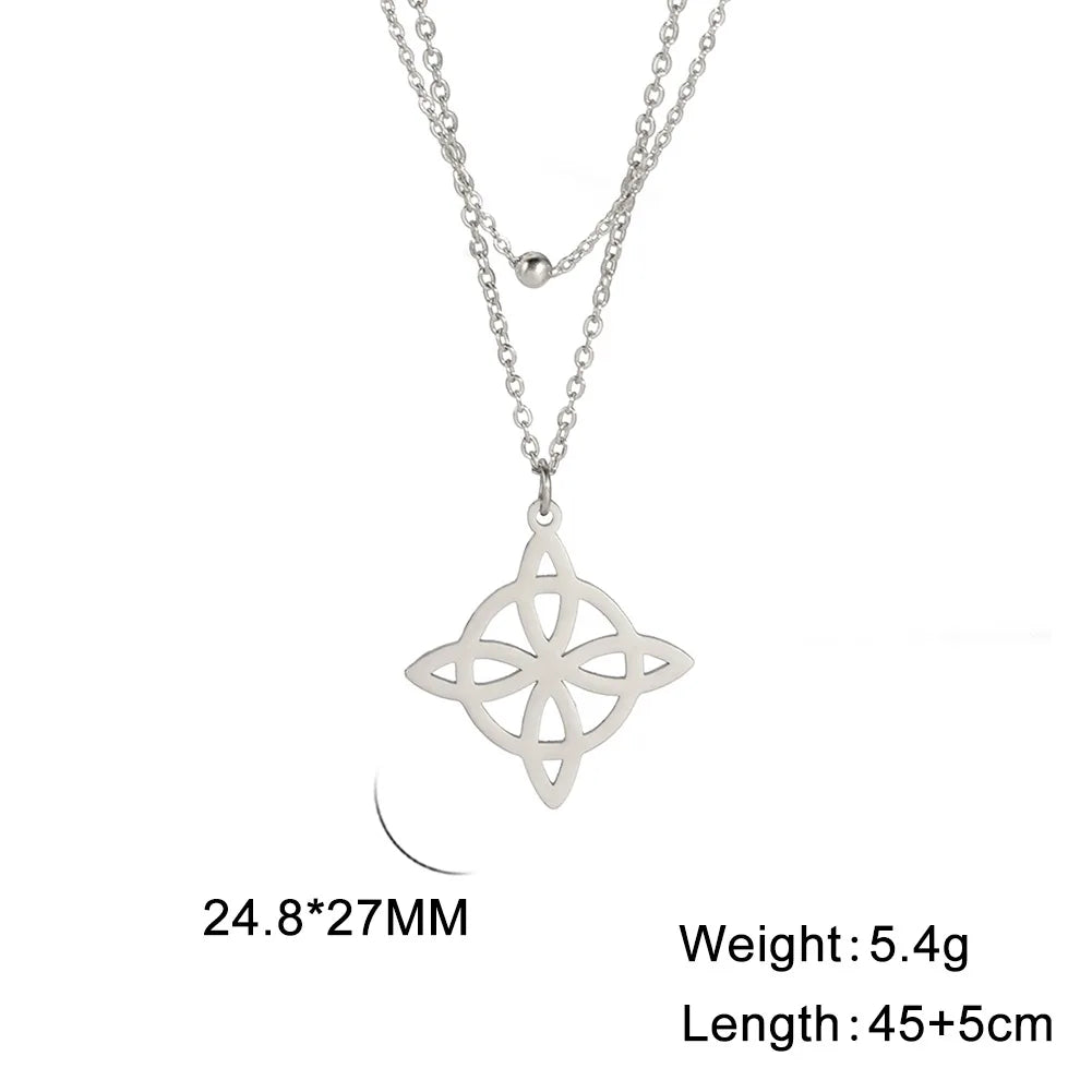 Collier Vintage avec nœud de sorcière pour femmes, pendentif porte-bonheur, amulette de Protection des celtiques irlandais, en acier inoxydable, bijoux Wicca, cadeau