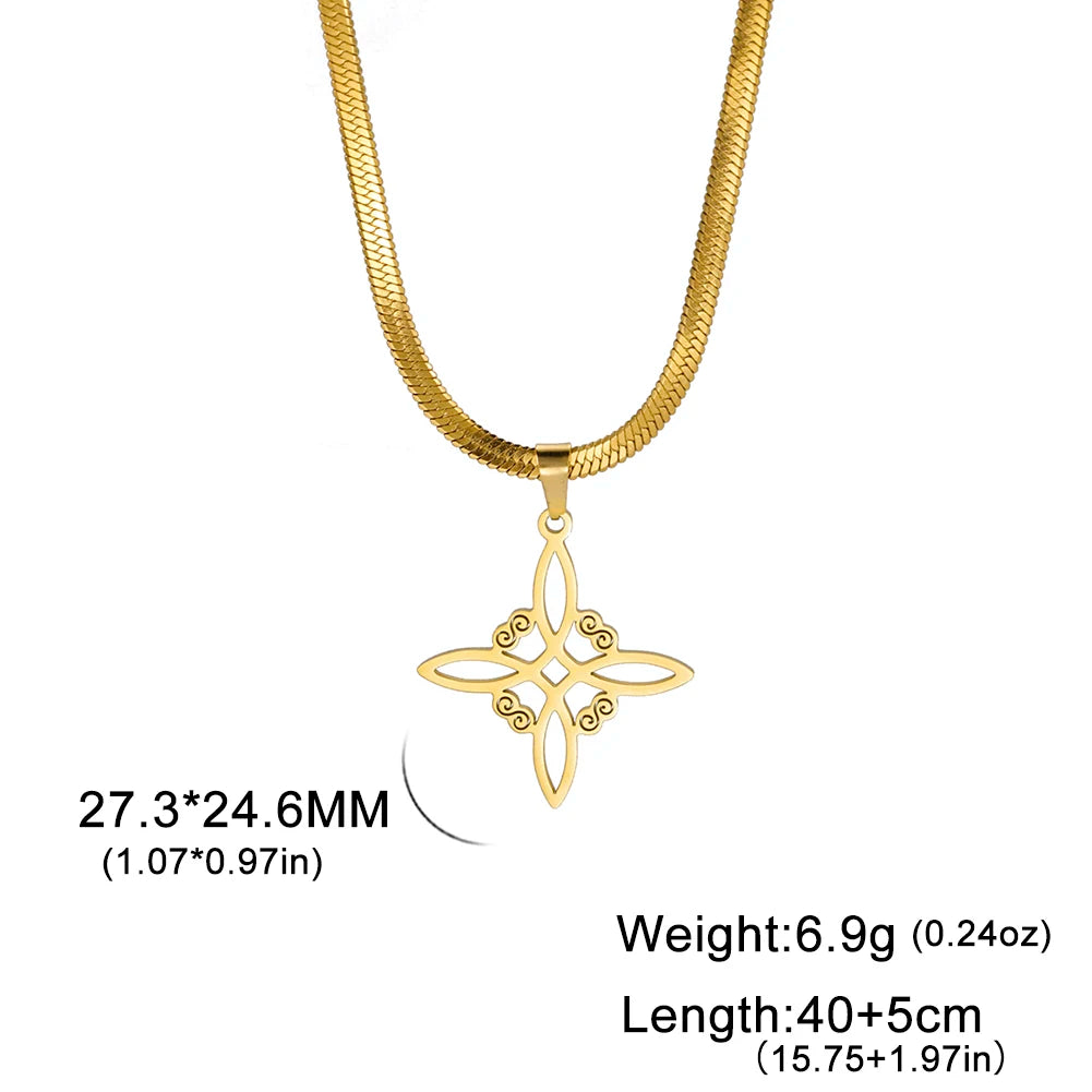 Collier Vintage avec nœud de sorcière pour femmes, pendentif porte-bonheur, amulette de Protection des celtiques irlandais, en acier inoxydable, bijoux Wicca, cadeau