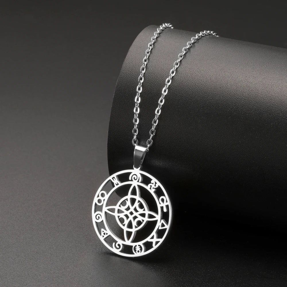 Dawapara-Collier à Nministériels d de Sorcière en Acier Inoxydable pour Femme, Amulette de Protection, Bijoux Wiccan