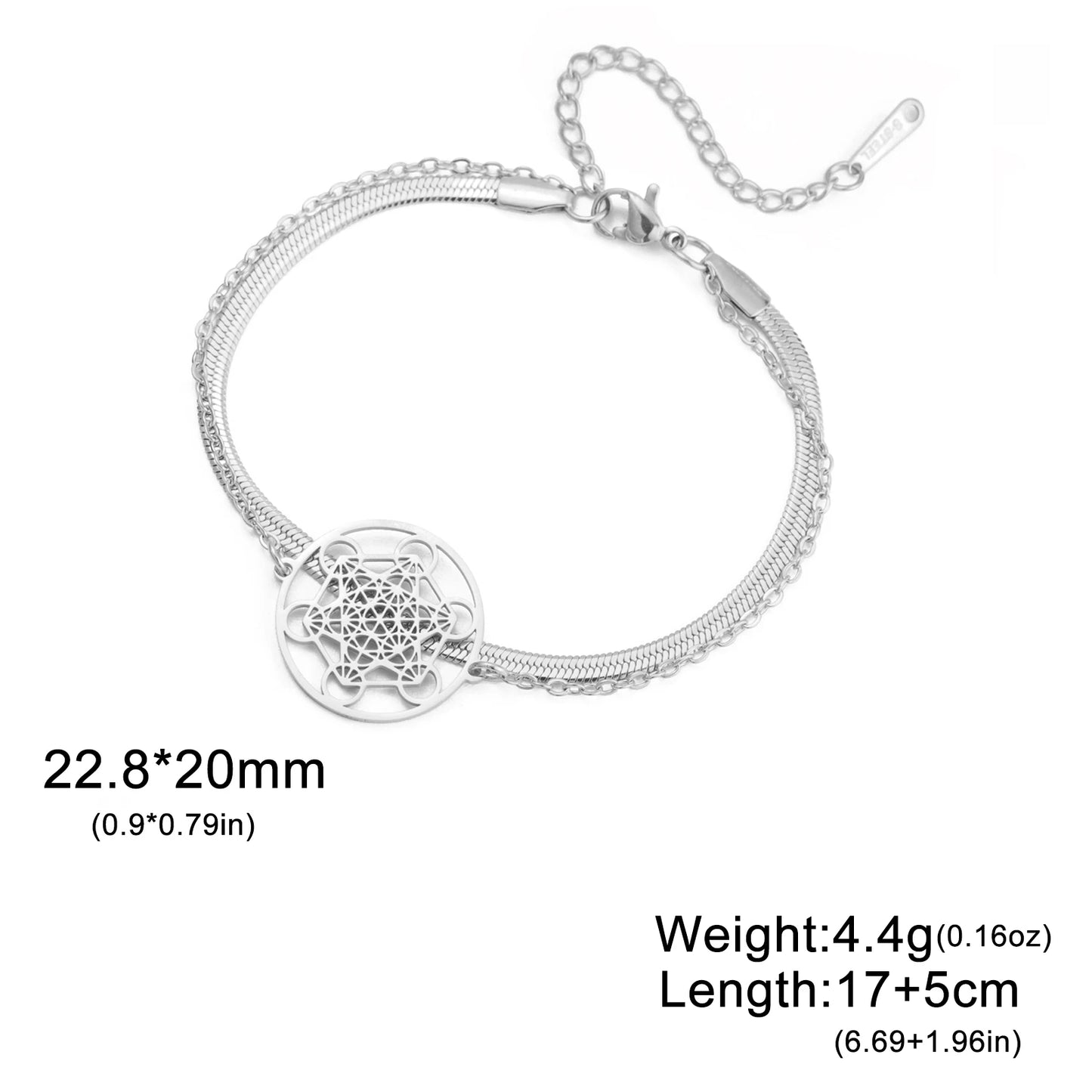 Skyrim archange joint Metatron pendentif Bracelet en acier inoxydable mâle femme bouddhiste hindou Talisman géométrie sacrée bijoux cadeau