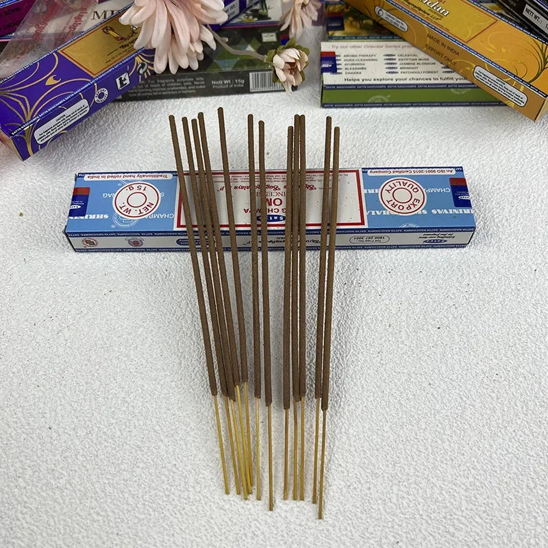 5 boîtes NAG Champa Incienso Satya Collection d'encens Satya bâtons faits à la main avec saveurs arômes médicinaux rafraîchissants parfums pour la maison