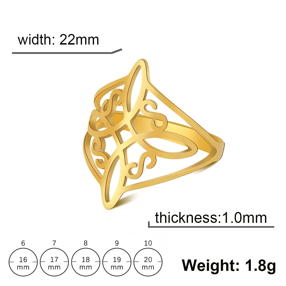 LIKGREAT bague noeud de sorcière pour femmes hommes creux en acier inoxydable bagues celtique Vintage amulette Protection Couple bijoux cadeaux