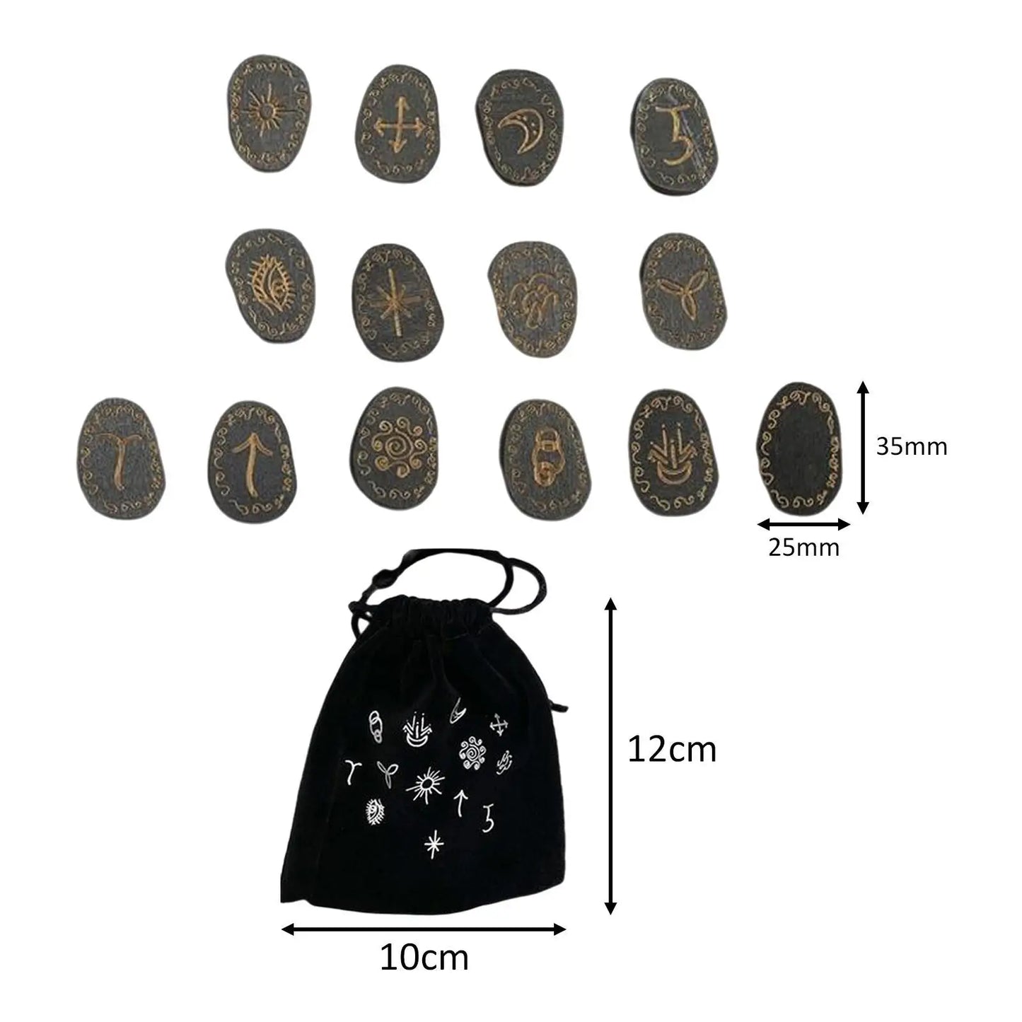 Ensemble de pierres à rune, ensemble de rune de sorcières avec sac de rangement, méditation, Divination, Runes décoratives gravées, livre de guidage païen