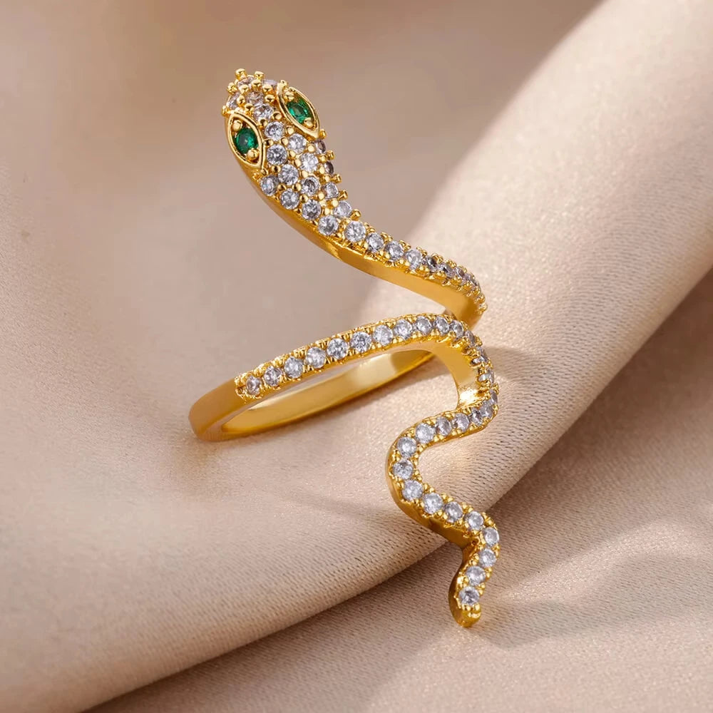Bagues serpent en acier inoxydable plaqué or 316L pour femmes et hommes, anneau ouvert et réglable, bijoux esthétiques gothiques Vintage