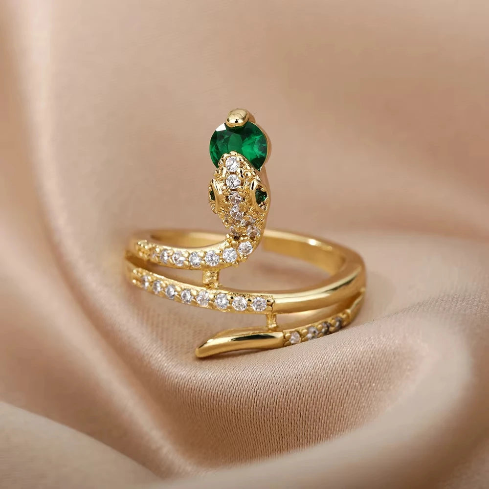 Bagues serpent en acier inoxydable plaqué or 316L pour femmes et hommes, anneau ouvert et réglable, bijoux esthétiques gothiques Vintage
