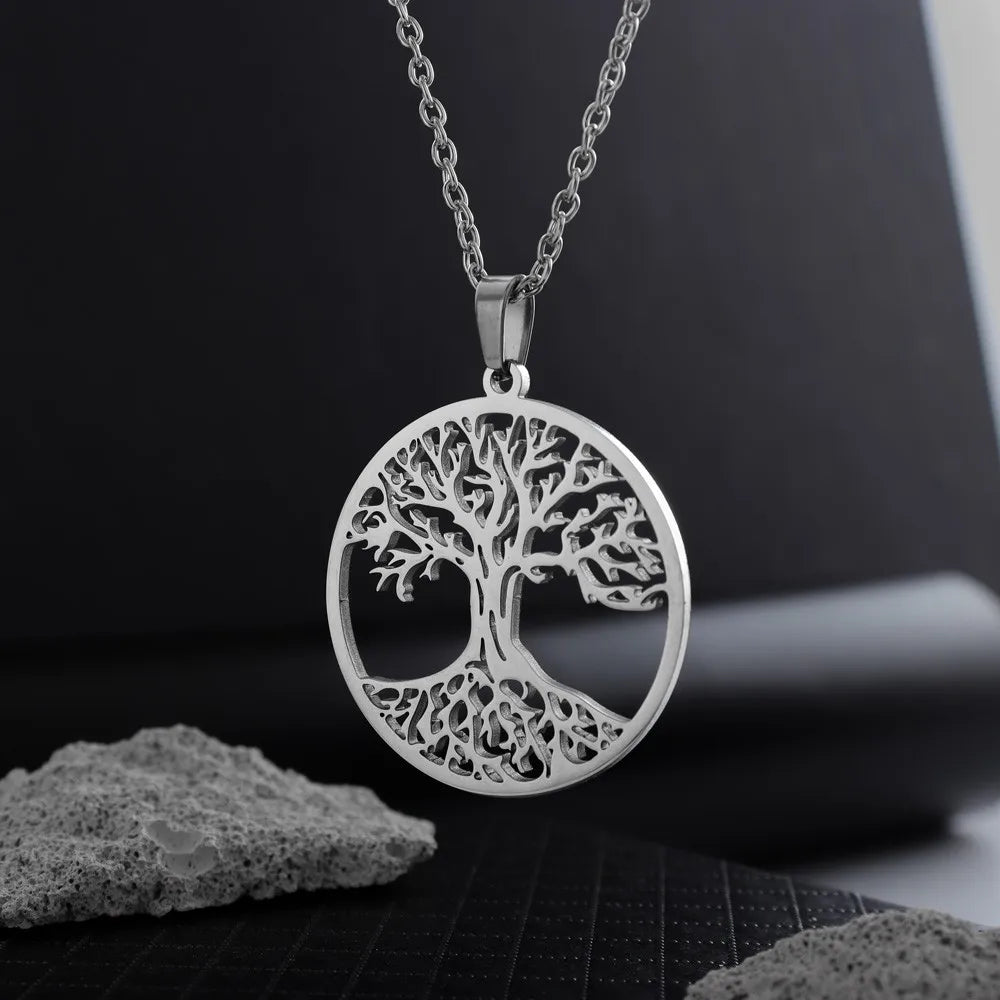 2025 tendance acier inoxydable Viking arbre de vie pendentif charme collier pour hommes mode Hip Hop Punk bijoux accessoires cadeau de fête