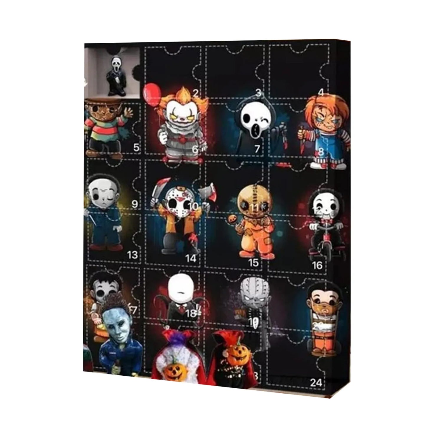 Calendrier de l'Avent avec Figurines d'Horreur d'Halloween, Compte à Rebours avec Jouets Surprises, Contient 24 Cadeaux