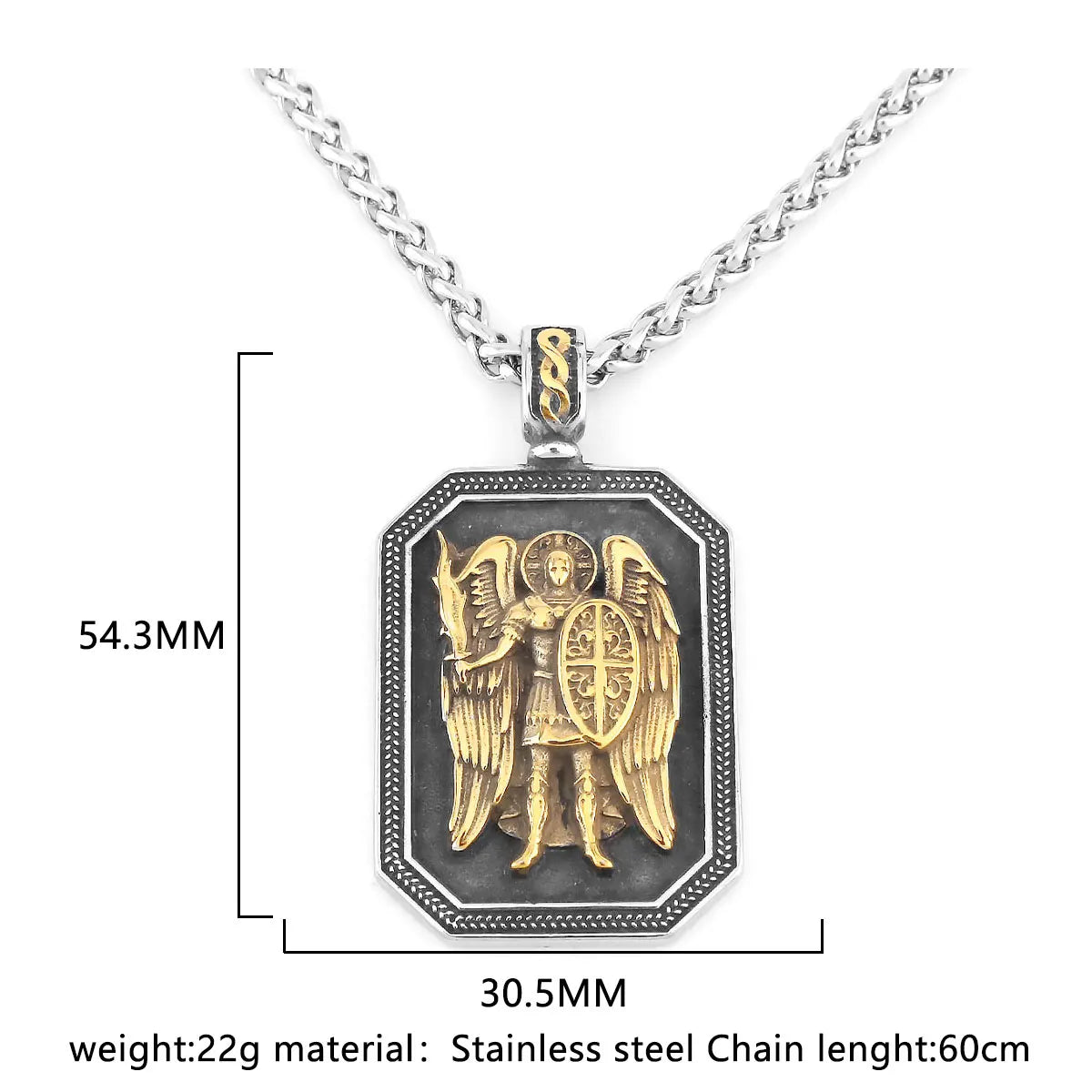 Collier archange Saint Michel, garde religieuse, amulette de foi chrétienne, pendentif en acier inoxydable, bijoux de document en or, cadeau d'amant
