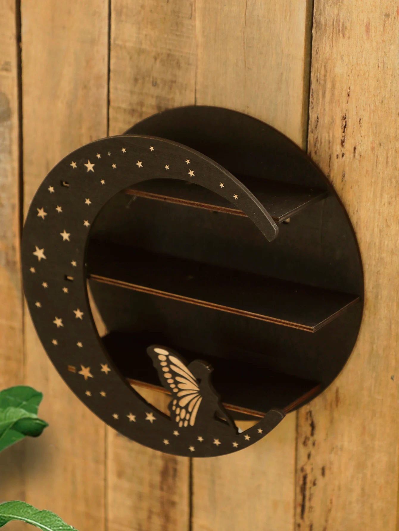 Étagère murale flottante à 3 niveaux, serpent noir, papillon, présentoir en cristal, support de rangement, rebord adapté au placement de bougies en pierre, 1 pièce