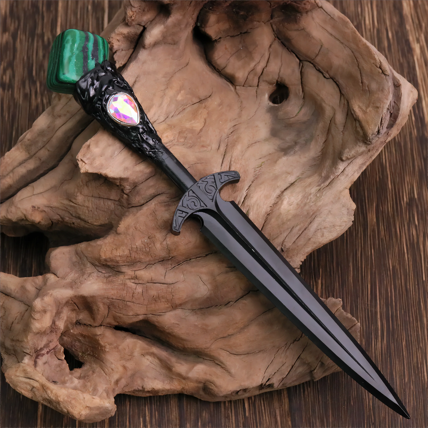 Épée en métal 88-96g, accessoires pour cheveux d'autel de sorcière en cristal, bâton de magicien, énergie païenne, Cosplay elfe gothique, baguette magique foncée, cadeaux de sorcière