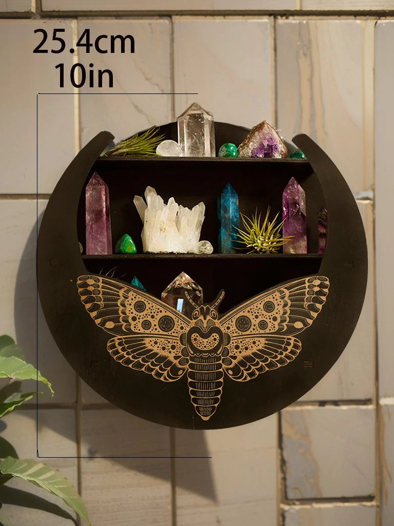 Étagère murale flottante à 3 niveaux, serpent noir, papillon, présentoir en cristal, support de rangement, rebord adapté au placement de bougies en pierre, 1 pièce