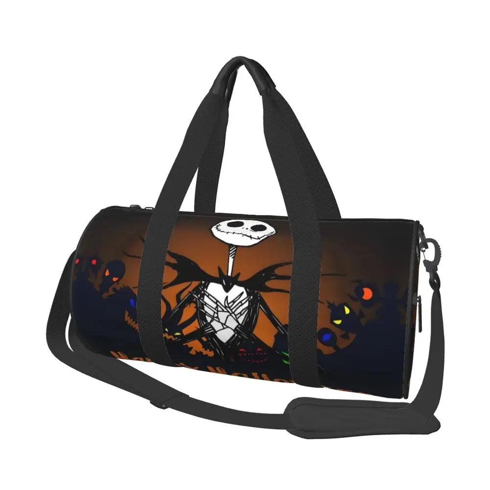 Sac fourre-tout de plage personnalisé Jack Skellington pour femmes, squelette vivant, grand compartiment, sacs de voyage pour salle de sport et plage