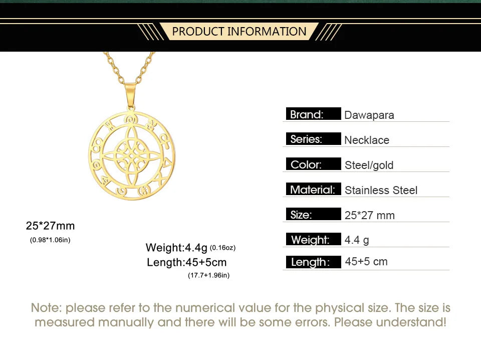Dawapara-Collier à Nministériels d de Sorcière en Acier Inoxydable pour Femme, Amulette de Protection, Bijoux Wiccan