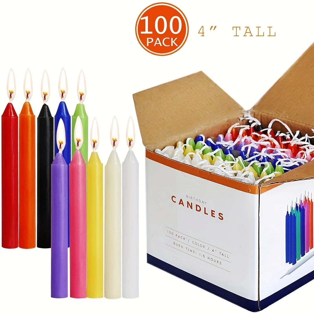 Mini bougie conique de couleurs assorties non parfumées, idéale pour le lancer des carillons, des rituels, des incantes, des jeux de cire et plus, décoration de noël, 100/60 pièces