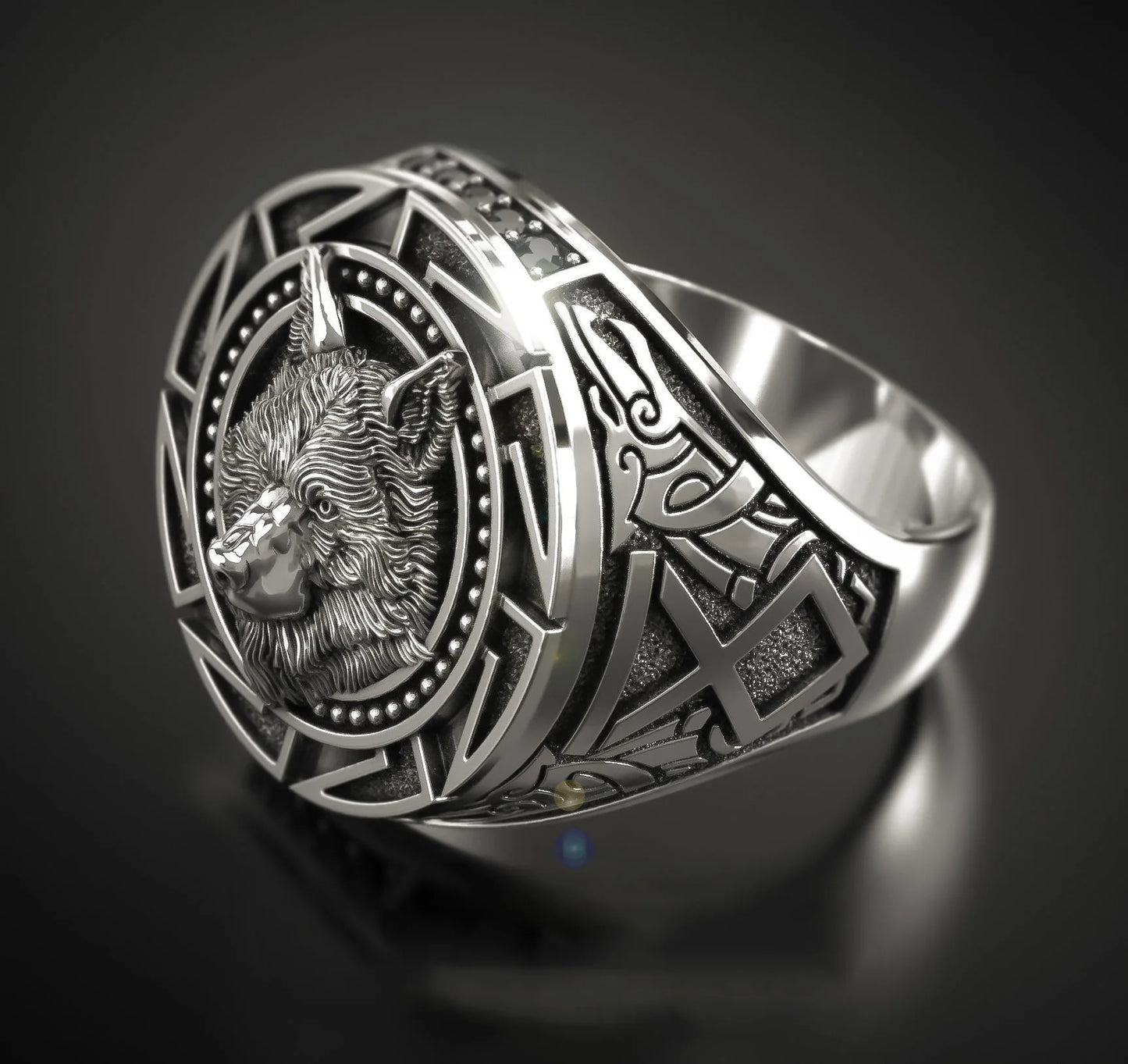 Bague en argent Sterling 925 pour hommes, Totem de loup rétro, bague en argent thaïlandais, tête de loup de guerrier
