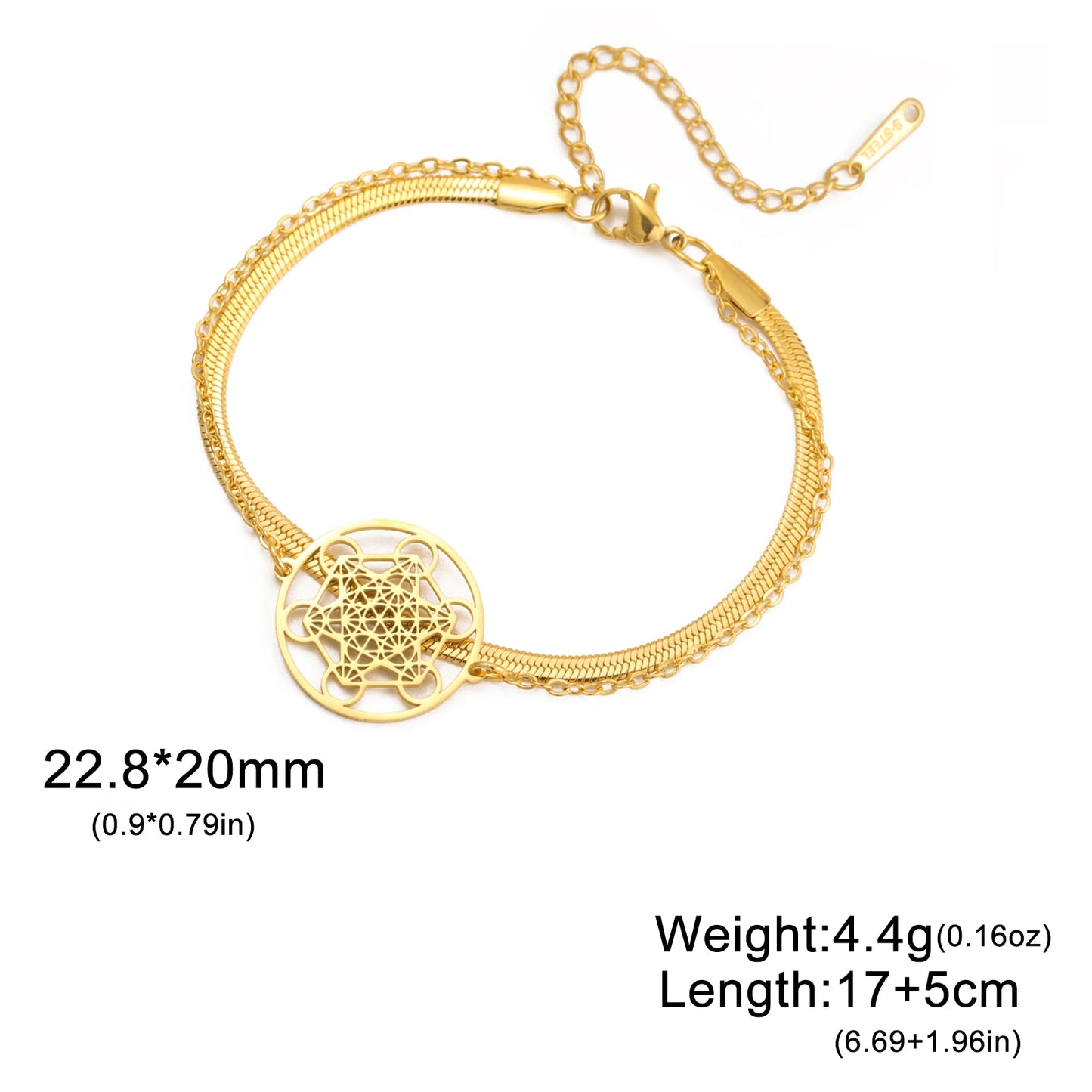 Skyrim archange joint Metatron pendentif Bracelet en acier inoxydable mâle femme bouddhiste hindou Talisman géométrie sacrée bijoux cadeau