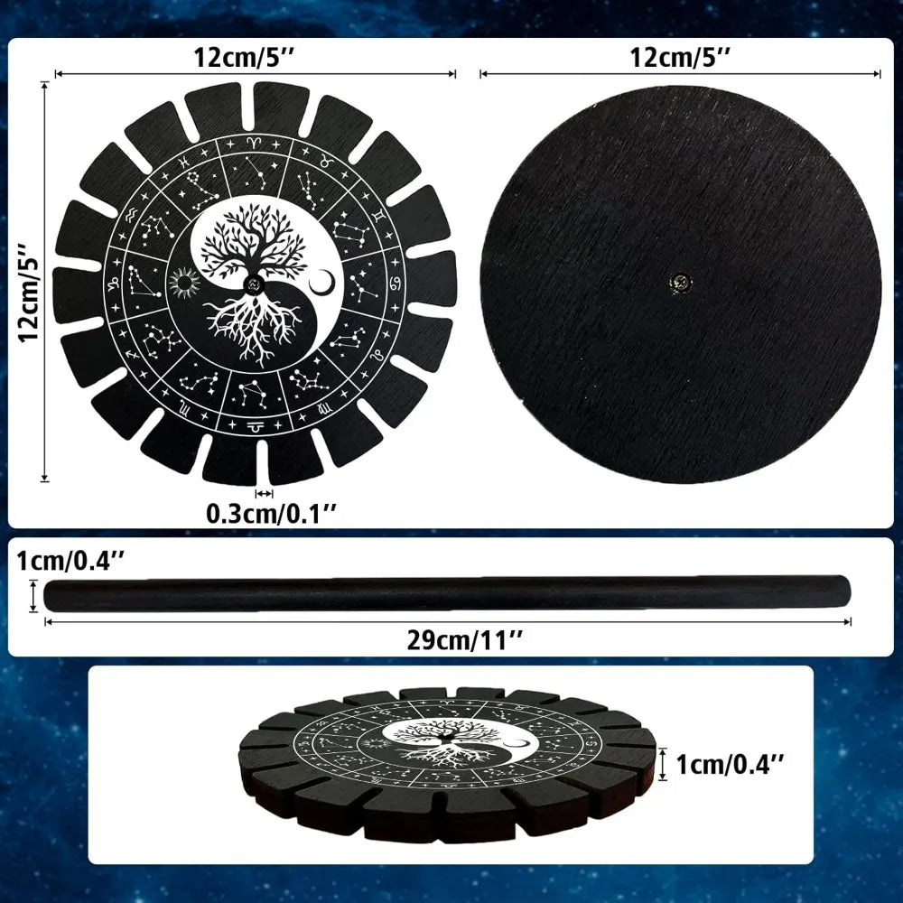 Support de pendule présentoir en cristal noir Ying Yang arbre de vie en bois radiesthésie Divination kit de fabrication métaphysique