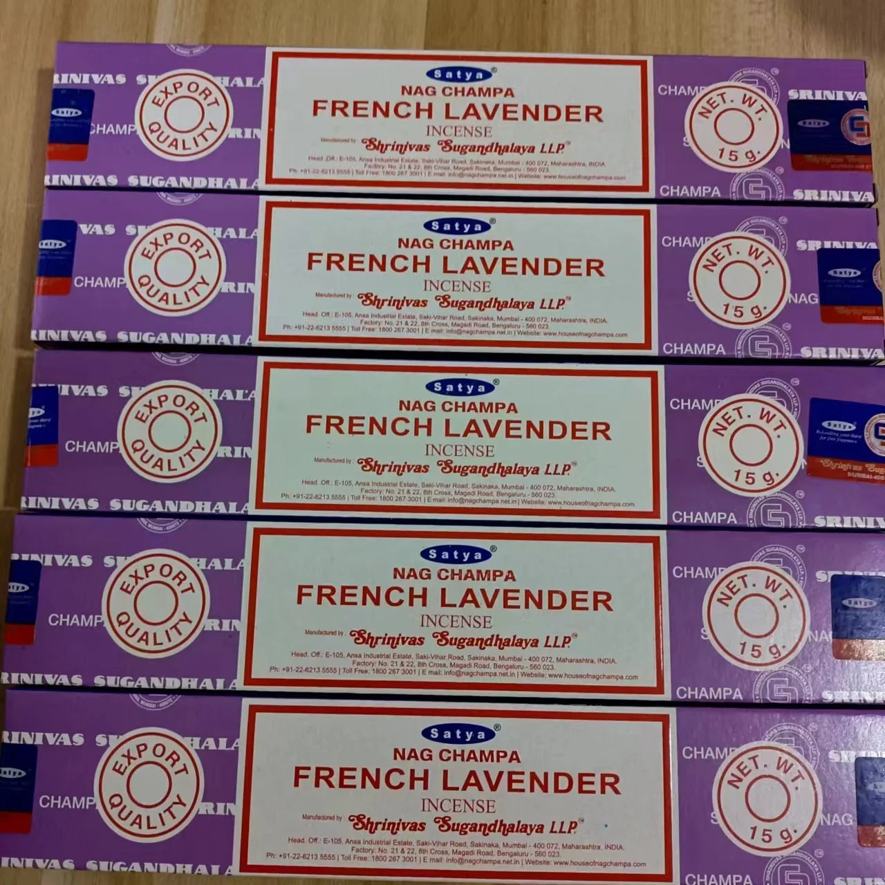 5 boîtes NAG Champa Incienso Satya Collection d'encens Satya bâtons faits à la main avec saveurs arômes médicinaux rafraîchissants parfums pour la maison