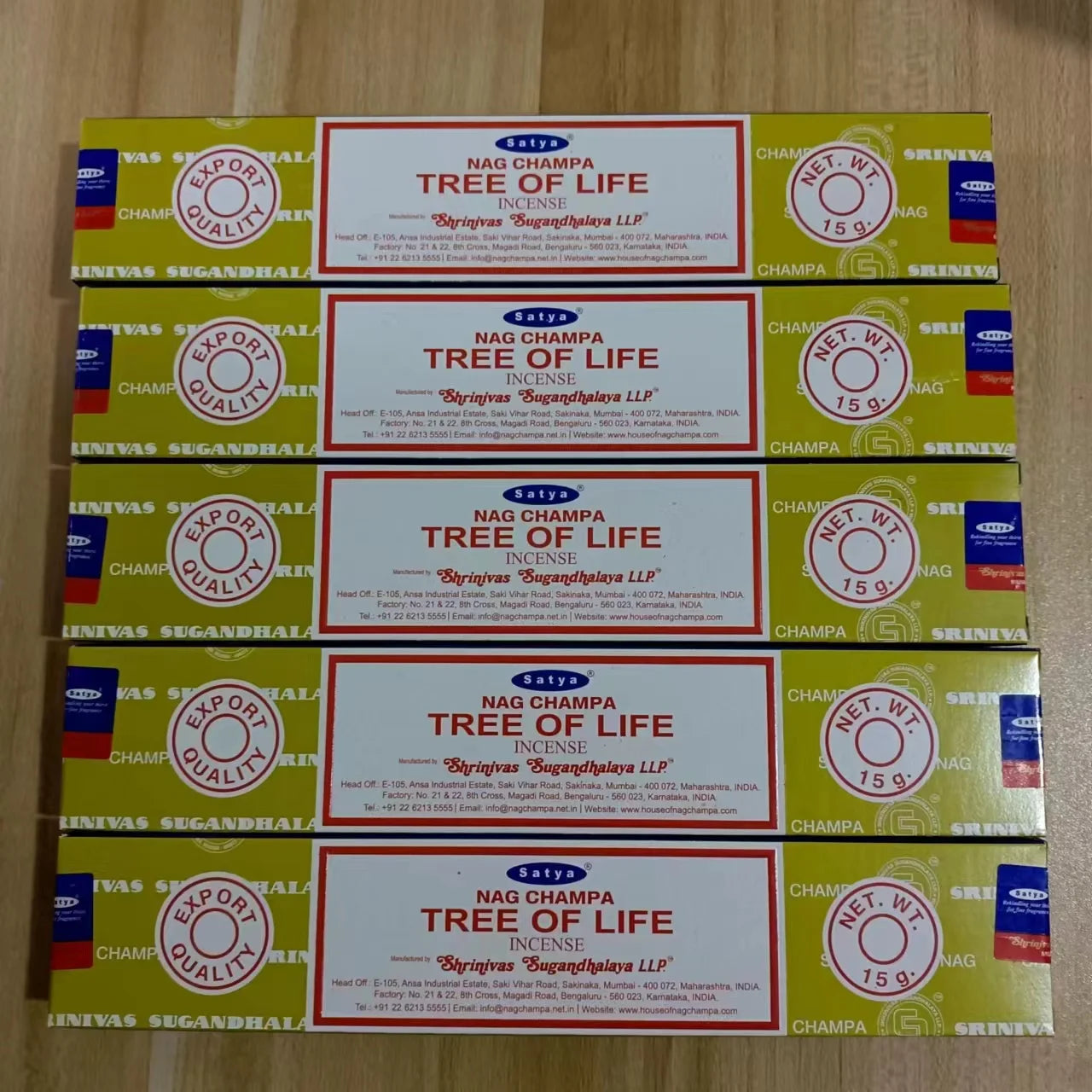 5 boîtes NAG Champa Incienso Satya Collection d'encens Satya bâtons faits à la main avec saveurs arômes médicinaux rafraîchissants parfums pour la maison